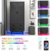 Matte Black Mid-Century Wardrobe Armoire with Louver Doors and LED Lights