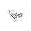 Full size Farmhouse Black Metal Bed Frame with Rounded Headboard Footboard