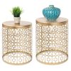 Set Of 2 Circle Charm Round Accent Table Nightstand Gold