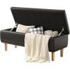 Modern Mid-Century Black Faux Leather End of Bed Storage Bench Ottoman