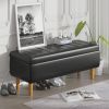 Modern Mid-Century Black Faux Leather End of Bed Storage Bench Ottoman
