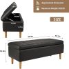 Modern Mid-Century Black Faux Leather End of Bed Storage Bench Ottoman