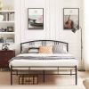 Queen size Black Metal Platform Bed Frame with Arched Headboard