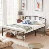 Queen size Black Metal Platform Bed Frame with Arched Headboard