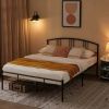Queen size Black Metal Platform Bed Frame with Arched Headboard