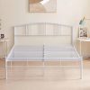 Queen size White Metal Platform Bed Frame with Arched Headboard