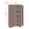 Louver 2-Door Storage Cabinet Bed Bath Armoire Wardrobe in Antique White