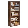5 Tiers Narrow Bookshelf, 53 in Wooden Open Bookcase with Height-Adjustable Shelf