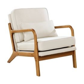 Accent Chair, Mid Century Modern Armchair with Solid Wood Frame and Non-Slip Legs