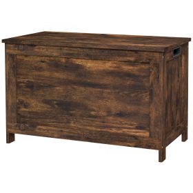 29.9" Wooden Storage Trunk Rustic Brown with 2 Safety Hinges Side Handles Storage Chest for Playroom