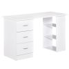47" Home Office Desk, Modern Desk with Storage with 3 Drawer and Storage Shelf, White
