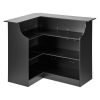 Home Bar Unit, L-Shaped Wine Bar Cabinet Table 4-Tier with Storage Shelves, Wine Glass Holder, 300 lbs Max Capacity, Wood Liquor Cabinet for Home, Kit