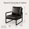 Classic Mid Century Modern Accent Chair with Durable Square Metal Frame, Armchair for Living Room, Bedroom, Home Office in Spotted Microfiber Upholste