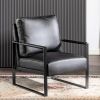 Classic Mid Century Modern Accent Chair with Durable Square Metal Frame, Armchair for Living Room, Bedroom, Home Office in Spotted Microfiber Upholste