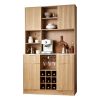 Wine Cabinet, Coffee Bar Cabinet with 9 Wine Bottle Racks, Modern Buffet Sideboard with Glass Holder, LED Light, Charging Station, for Home Kitchen, L