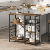 Vintage Kitchen Baker's Rack Shelf, Rustic Brown and Metal