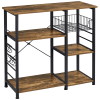 Vintage Kitchen Baker's Rack Shelf, Rustic Brown and Metal