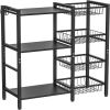 Storage Rack Kitchen Baker's Rack - 3 Tiers 4 Baskets, Utility Coffee Ba