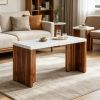 Modern 55 Inch Bar Table Counter Height Pub Table with Faux Marble Tabletop Kitchen Dining Room Furniture