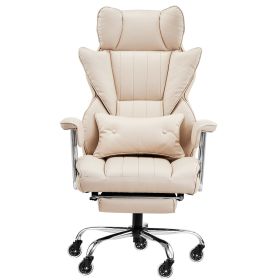 Executive Office Chair with Footrest, 400lb Capacity Office Chair with Lumbar Pillow & Removable Armrests, Heavy Duty Ergonomic Chair, PU Leather Recl