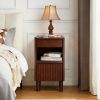 Wooden Bedside Table with 1 Drawer Open Shelves, Wood Board Side Tables Storage Small Narrow Desk Chest of Drawer, Lamp Stand Nightstand Cabinet