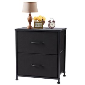Nightstand, End Table Side Table with 2 Fabric Drawers Bedside Table for Bedroom, Closet, Dorm Black