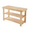 3-Tier Bamboo Shoe Rack Bench, 11.3 x 27.6 x 17.8 Inches Compact Storage Organizer with 286lb Capacity for Entryway, Bedroom and Living Room, Wood