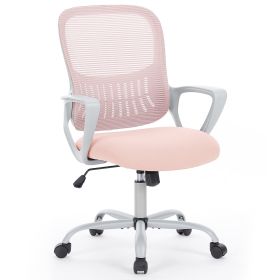 Desk Chair with Ergonomic Lumbar Support for Home, Office, Bedroom, 250lbs, Pink