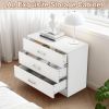 3-Drawer P2 Particleboard Bedside Table with Melamine Finish Drawer Cabinet Lockers 25.98*12.99*22.05in White