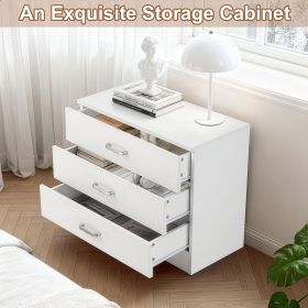 3-Drawer P2 Particleboard Bedside Table with Melamine Finish Drawer Cabinet Lockers 25.98*12.99*22.05in White