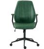 Green Leather Home Office Desk Chair Vintage Computer Chair with Padded Arms 360° Swivel Adjustable Height Tilt Function