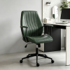 Green Leather Home Office Desk Chair Vintage Computer Chair with Padded Arms 360° Swivel Adjustable Height Tilt Function
