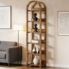 Arched Tall Bookshelf 6 Tier Open Display Bookcase Rustic Storage Shelf for Living Room