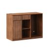 51.2" Modern Fluted Bar Cabinet with Fridge Compartment(Fridge Not Included, Adjustable Shelves & Built-in Power Outlets