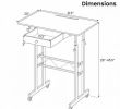 Height Adjustable Laptop Desk with Fabric Drawer Tablet Holder And Lockable Wheels for Home Office Use