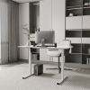 Electric Standing Desk Whole Piece Adjustable Height Desk Home Office Computer Workstation Sit Stand up Desk (White Frame + White Top)