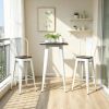Industrial 3 Piece Dining Table Set Bar Height Bistro Table with Footrests White And Brown Bar Table And Chairs Set for Kitchen Room