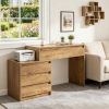 Executive Computer Desk with 5 Drawers Home Office Furniture with File Cabinet Storage Wood Computer Desk