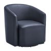 Ardena Midnight Blue Faux Leather Swivel Barrel Chair