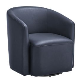 Ardena Midnight Blue Faux Leather Swivel Barrel Chair