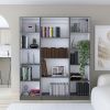 Davie 3 Piece Home Bookcase set, 60" Wide with 14 Shelves , Living Room Set Set Matt Gray - White