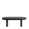 Mid Century Modern Oval Fluted Coffee Table, Farmhouse Wood Coffee Table, Cocktail Table, Center Table for Living Room, Office, Home Decor(Black, 23.6