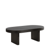Mid Century Modern Oval Fluted Coffee Table, Farmhouse Wood Coffee Table, Cocktail Table, Center Table for Living Room, Office, Home Decor(Black, 23.6