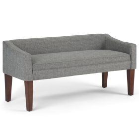 Parris 50 inch Wide Upholstered Bench in Pebble Grey Tweed Look Fabric