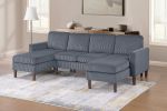 3pc Sectional Set RAF/LAF Chaise Armless Loveseat Dark Gray Corduroy Couch Relax Modern Comfort Living Room