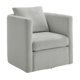 Sutton Light Grey Performance Fabric Swivel Barrel Chair