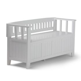Acadian 48 inch Wide Solid Wood Entryway Storage Bench in White
