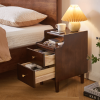 Solid Wood Nightstand with Two Drawers and Pull-out Panel Storage Bedside Table and Sofa Side Table