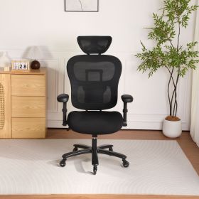 Big and Tall Office Chair Mesh Breathable, Gaming Chair with Adjustable Backrest Height & Headrest Angle & Adaptive Lumbar Lupport