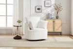 White Swivel Accent Chair,Round Swivel Barrel Chair